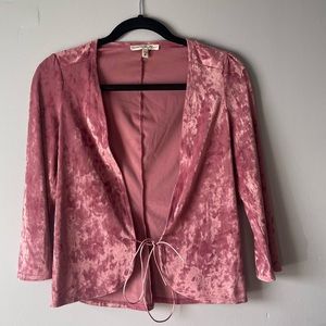 Y2k pink velvet shrug/mini cardigan